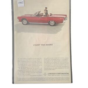 Vintage 1962 Lincoln Continental Count the Doors Ad Advertisment